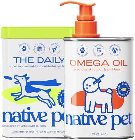Native Pet Pack Leaders Bundle – Daily Dog Multivitamin (7 oz.) & Omega Oil for Dogs (8 oz.)