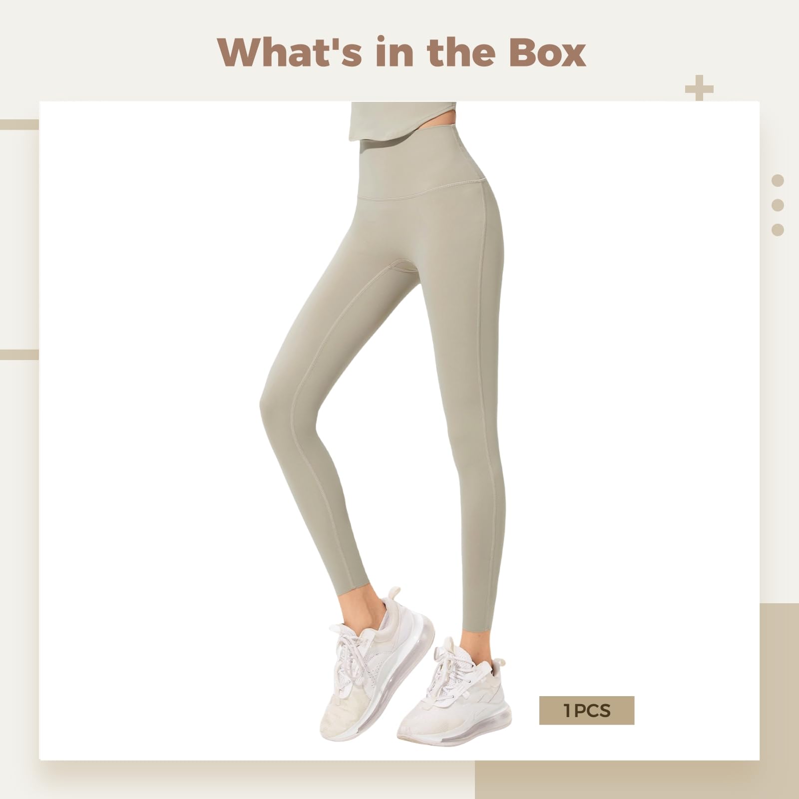 Damskie legginsy treningowe z wysokim stanem, rajstopy do jogi do fitnessu i wypoczynku, pasują do 5'6-5'11, 67.6-74.8 kg, khaki, Khaki, Rozmiar uniwersalny