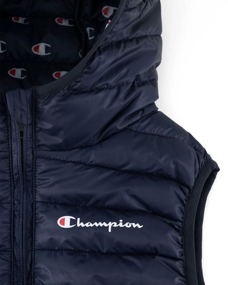 Champion Legacy Outdoor K - Light Wr Allover Contrast Logo Hooded S/L Gilet Unisex - Bambini e ragazzi (Pacco da 1)