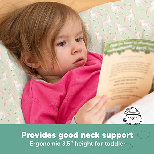 Image of Toddler Pillow with Pillowcase, 13x18 My Little Dreamy Pillow (Grace) | Kids Travel Bed Pillow for Sleep, Organic Cotton Small Pillowcase, Soft, Breathable, Machine Washable, Toddlers 2-5 years old