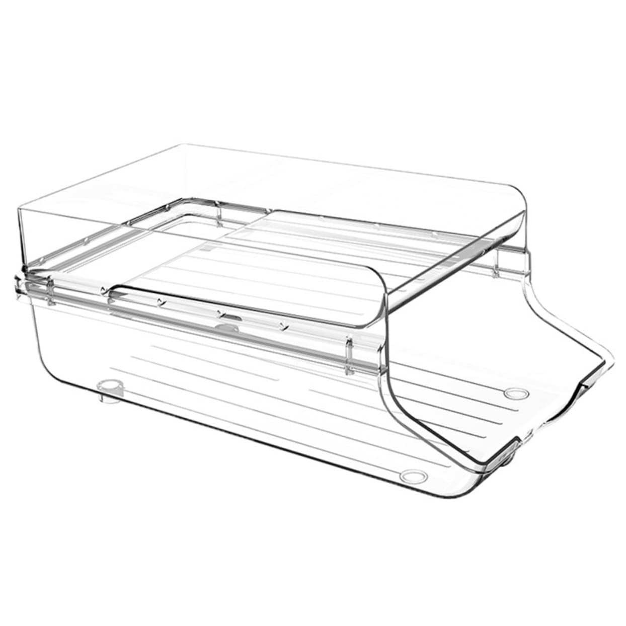 PRETYZOOM Dispenser per Lattine e Chiudi Lattine Bibite in Plastico, Organizer a Doppio Strato Rotolamento Automatico per Frigorifero e Casa