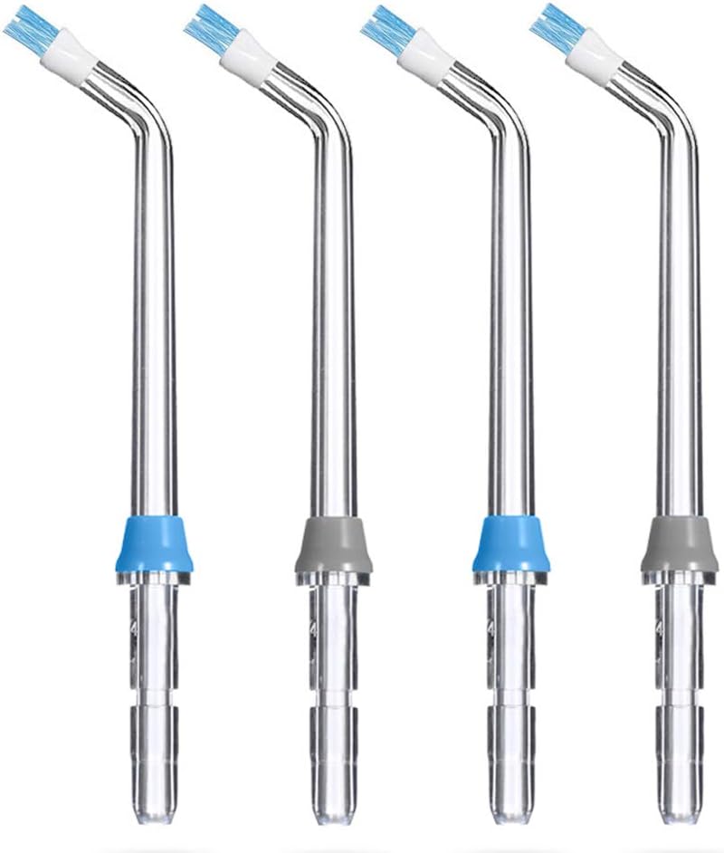 4 PCS Plaque Seeker Replacement Classic Jet Tips for Waterpik Water Flossers, Waterpik accessories (Gray & Blue)