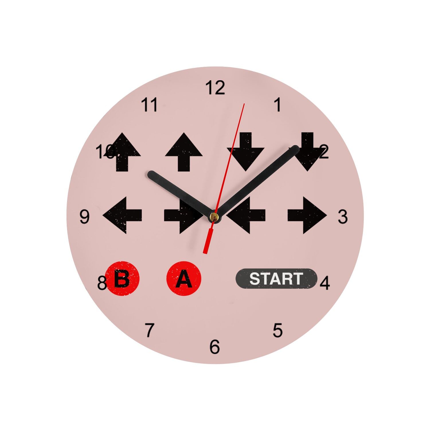 Horloge Murale en Verre Retro Gaming Déco Murale Originale Rose 20cm