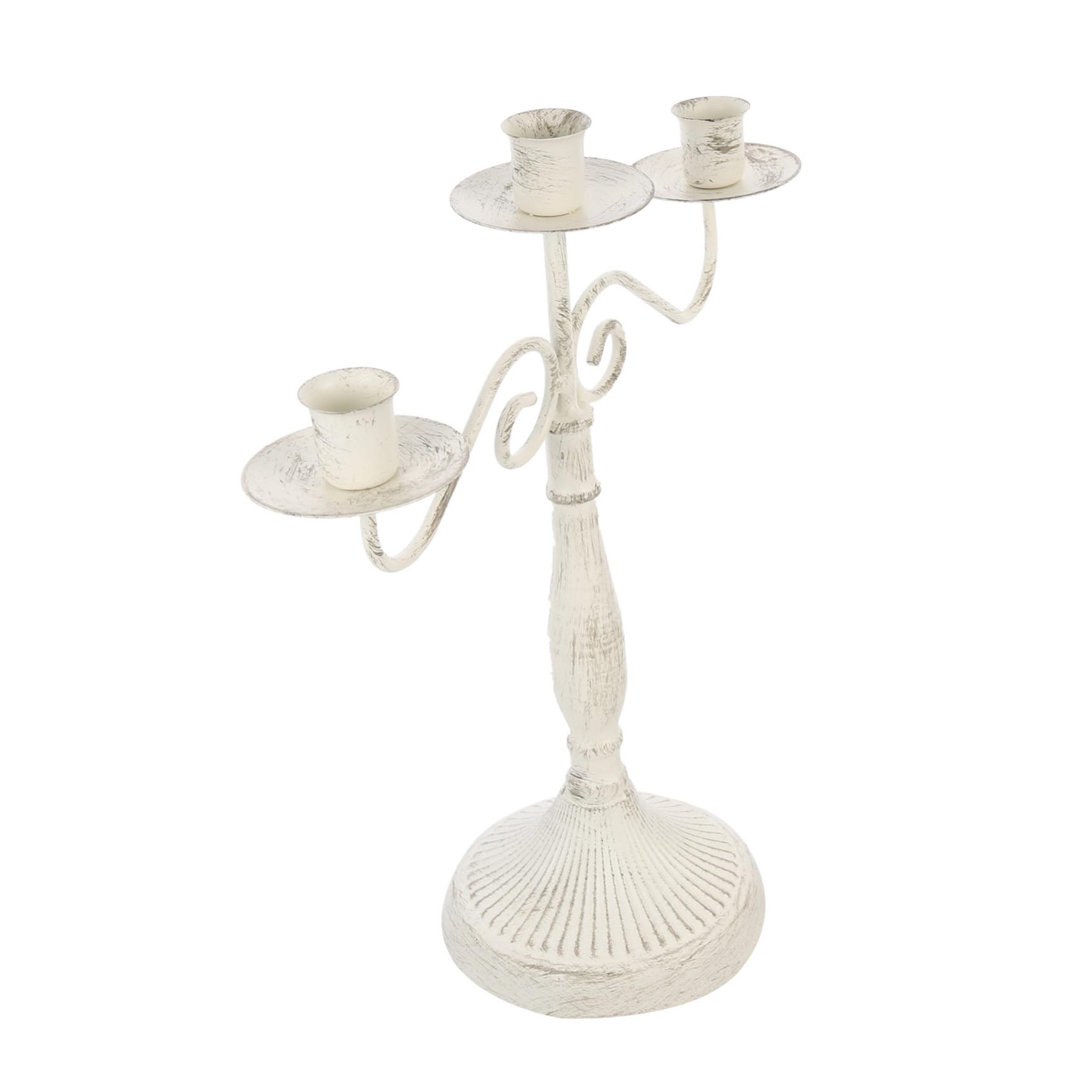 Candelabro Multi-braccio in Ferro Bianco, Stile Vintage