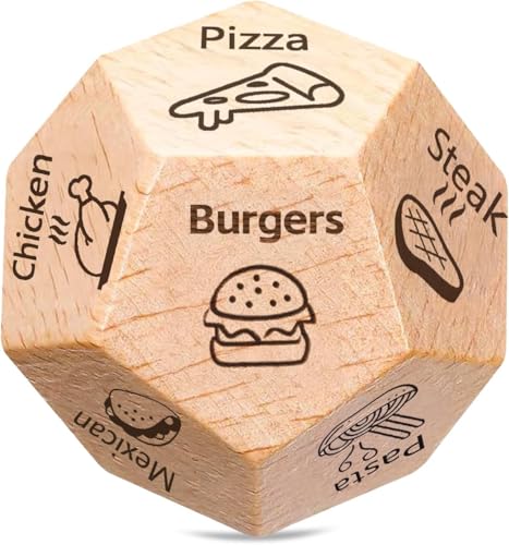 for Women Food Decision Dice - Wooden Dinner Choices Dice for Couples Date Night What to Eat Decider Dice Fun Gift for Anniversary Housewarming Stocking Stuffer