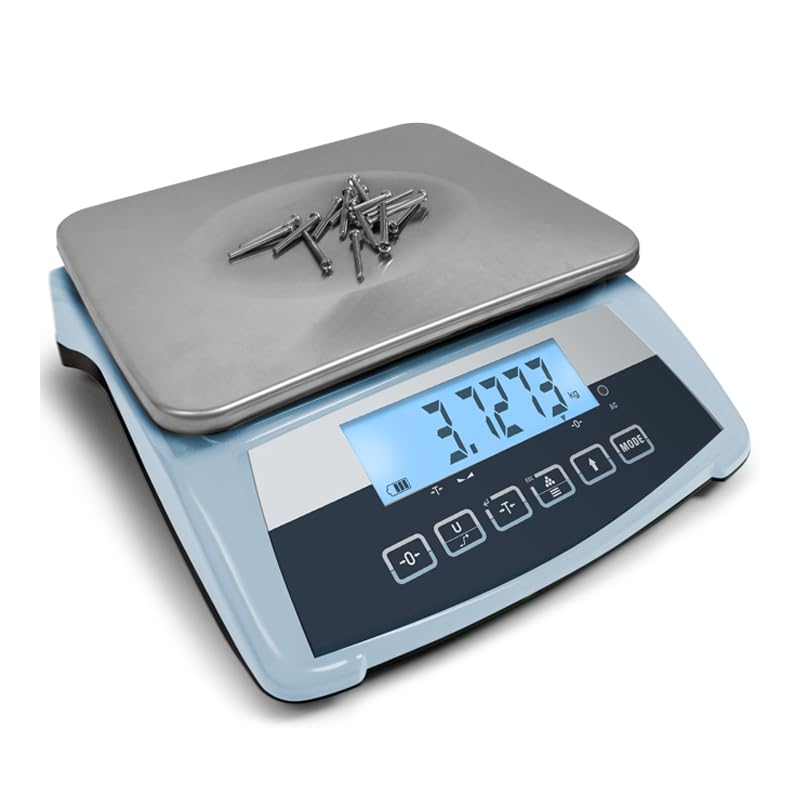 MBH - Balanza Cuenta Piezas Profesional hasta 15 kg con Batería Recargable y Plato INOX. Báscula Industrial con Pantalla LCD, Tara y Checkweigher para Hostelería, Bar y Charcutería (295x230 mm)