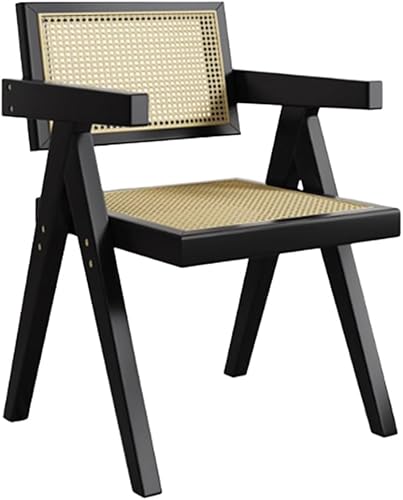 Miniatura 15 de YVYKFZD Wooden Dining Chairs Set, Rattan Dining Room Chairs, Kitchen Chair with Backrest, Lounge Armchair Comfy Side Chair, for Bedroom Living Room