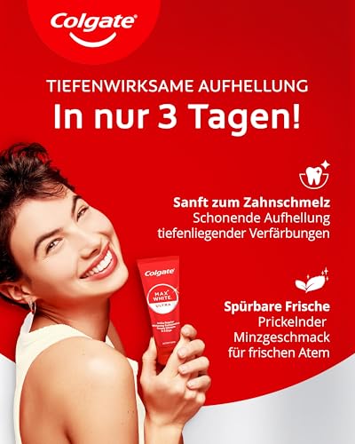 Colgate Zahnpasta Max White Ultra Active Foam 2x75ml - Weißere Zähne in 3 Tagen 3