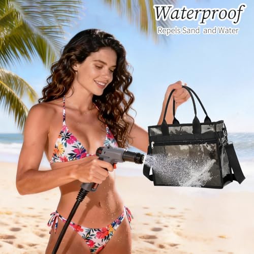 Image of Fammart Clear Bags Stadium Approved, Jelly Tote Bag for Women with Zipper, Crossbody Bag with Adjustable Strap for Work