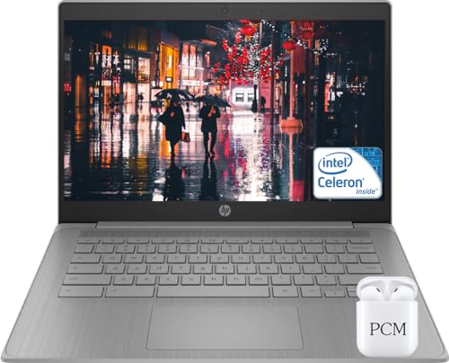 HP Chromebook Laptop Computer, 14” HD Display Light PC, Intel Celeron N4120 Quad-Core, 4GB DDR4 RAM, 64GB eMMC, USB-C, Wi-Fi 5, Bluetooth, Webcam, Long Battery Life, Chrome OS, Gray, PCM