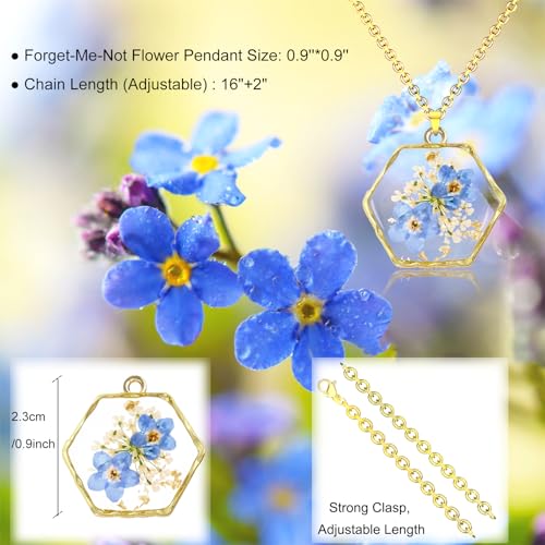 Image of Miscarriage Gifts for Mothers, Forget Me Not Pressed Flowers Necklace, Baby Loss Grief Sympathy Gift for Women, Child Loss Memorial Gifts Jewelry