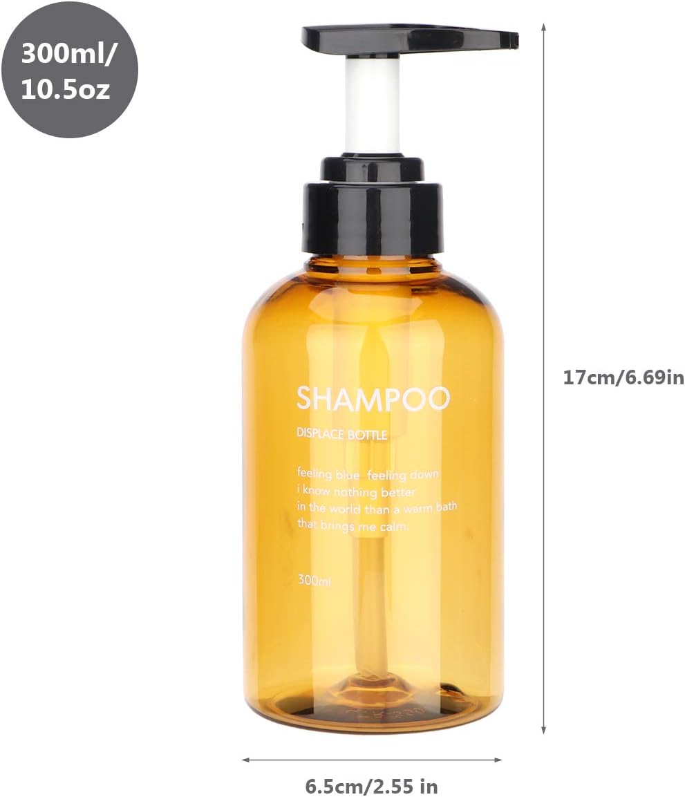 Shampoo Bottle Dispenser with Pump 3 Pack, Yeeco 10oz 300ml Plastic Pump Bottle Empty Refillable Shower Bottle Set for Shampoo Conditioner Body Soap - Brown : Beauty & Personal Care