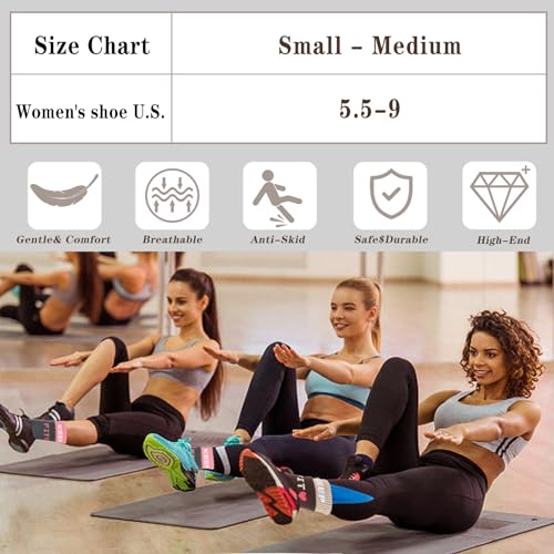 Image of loudashuaiqi Grip Pilates Socks Non Slip Athletic Yoga Socks with Grips for Women Grippy socks for Hospital Workout Barre