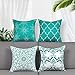 Alishomtll Set di 4 Fodera per cuscinoo, per Esterni federe Decorative, per Divano, Camera da Letto, Poliestere, 45x45cm Turchese