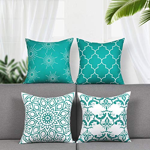 Alishomtll Juego de 4 Fundas de cojín Decorativas 45 x 45 cm Turquesa