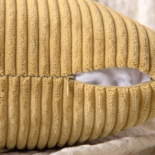 Image of MIULEE Khaki Decorative Euro Sham Pillow Covers 24x24 Inch for Bed Couch Sofa Pack of 2 Boho Farmhouse Throw Pillows Soft Cross Corduroy Patchwork Textured Cushion Cases