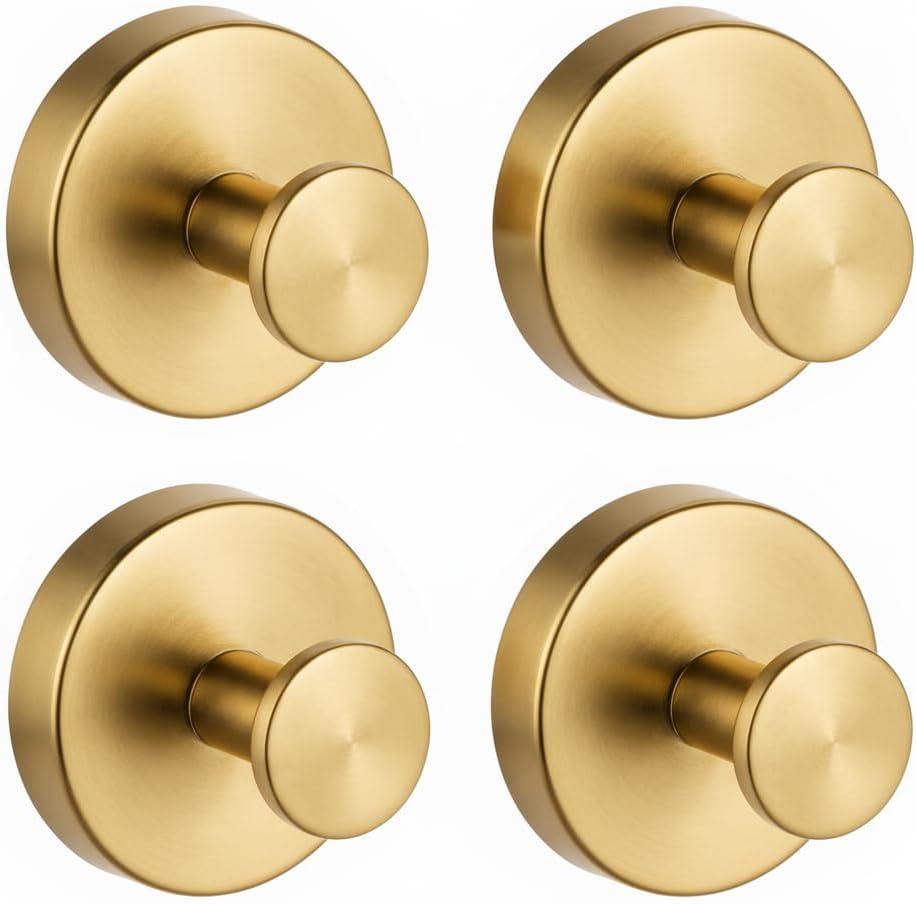 Suction Cup Hooks for Shower, Removable Towel Hooks for Bathrooms Wall Window, Glass No Drill Hooks for Hanging Wreath, Robe, Loofah 4 Pcs (Silver, 4 PCs)