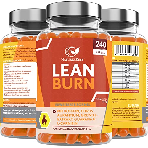 Lean Burn - thermogene Gewichtsabnahme für Männer und Frauen, Formel zur Gewichtskontrolle, Premiumqualität, vegan, 240 Kapseln Cover