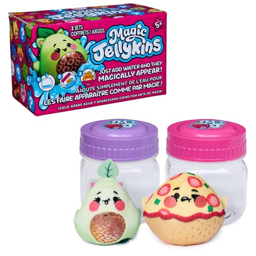 Magic Jellykins, Set de 2 tarros con Peluches Sorpresa, Juguetes con transformación mágica Que se Activa con Agua, Peluches en Tarro Sorpresa, a Partir de 5 años, Varios Colores, 7,6 cm