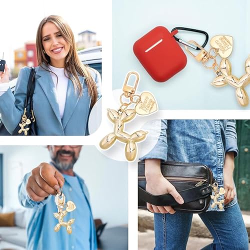 MaoNativey 2 Stück Schlüsselanhänger Damen (Gold & Silber) - Elegante Taschenanhänger mit Hundemotiv - Aesthetic Bag Charms für Handtasche, Rucksack & Schlüsselbund