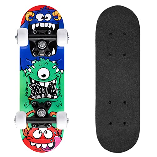Xootz Mini-Skateboard | Einhorn oder Monster-Design, 43,2 cm...