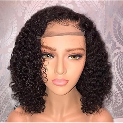 Jessica Hair 13x6 Lace Front Wigs Human Hair Short Bob Wigs Pre Plucked With Baby Hair Curly Brazilian Remy Hair Wigs For Black Women (16 Inch with 150% density)