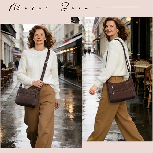 Image of VOLGANIK ROCK RFID Purses for Women Fabric Nylon Multi Pocket Crossbody Bag Ladies Travel Handbag