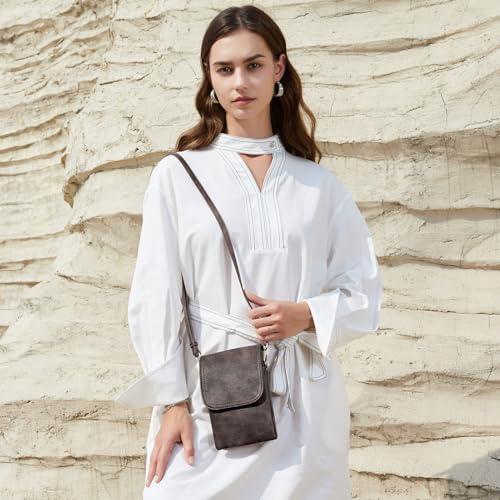 Image of BOSTANTEN Vegan Leather Small Crossbody Bags for Women Designer Cell Phone Bag Wallet Purses Adjustable Strap, A-02-retro Coffee, Small, Cell Phone Crossbody Bag