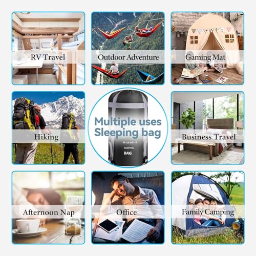 Bolsa de dormir para clima frío para adultos y niños, camping con acceso manual miniatura 4