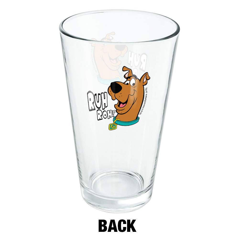 LOGOVISION Scooby-Doo Ruh Roh 16 oz Pint Glass, Tempered Glass, Licensed Printed Design & A Perfect Fan Gift | Great for Cold Beverages, Soda, Water