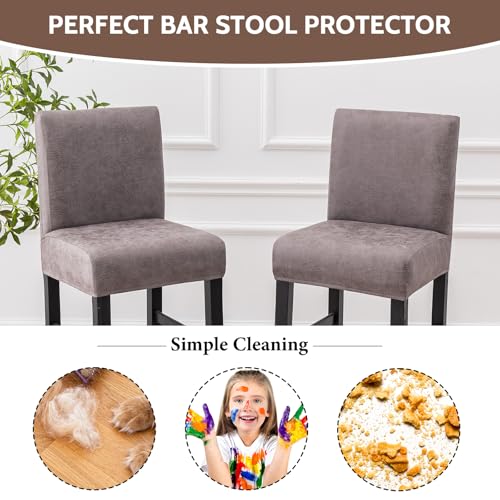 Image of FUANGUI Bar Stool Covers Set of 2, Stretch Bar Stool Seat Covers | Washable Removable Bar Chair Covers with Backs Slipcovers, Bar Chair Covers Square for Kitchen Dining Room Cafe