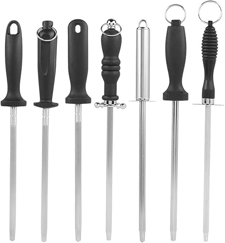 Miniatura 8 de Varilla de afilar, 1 pieza de acero inoxidable afilador de cuchillos de mango para chefs, cuchillos de acero, herramienta de varilla de afilar de