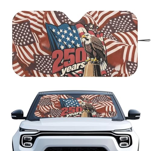 Image of Car Windshield Sun Shade for Trucks SUV Universal 250th Anniversary USA Flag Vehicle Accessories Foldable UV Ray Sun Visor Protector Sunshade to Keep Your Vehicle Cool