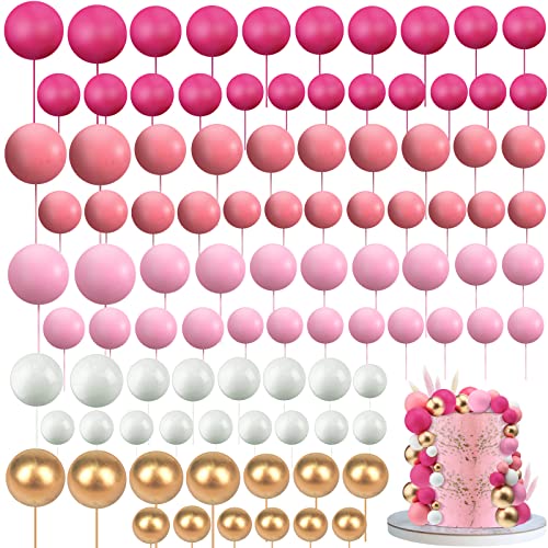 Tondiamo 108 Pcs Ball Cake Toppers, 5 Sizes for Cake Decorating, 12, A