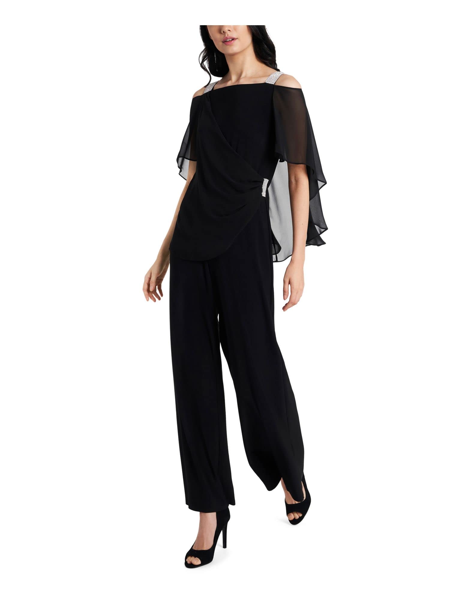 MSK Womens Embellished Drapey Jumpsuit Black XL