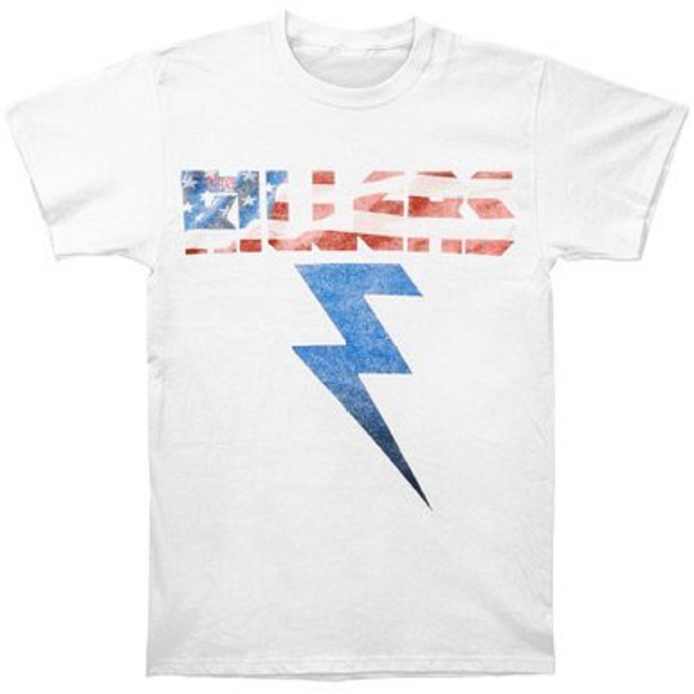 Rock Off Officially Licensed Products Men's White The Killers ~ America Bolt T-Shirt ~ Battle Born (Medium)