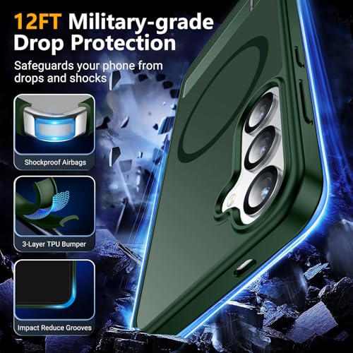 Image of SPIDERCASE Magnetic for Samsung Galaxy S25 Plus Case, [3 Stand Ways][ Military Grade Drop Protection] with Invisible Stand Shockproof Slim Case for Samsung Galaxy S25 Plus 6.7 inch, Dark Green
