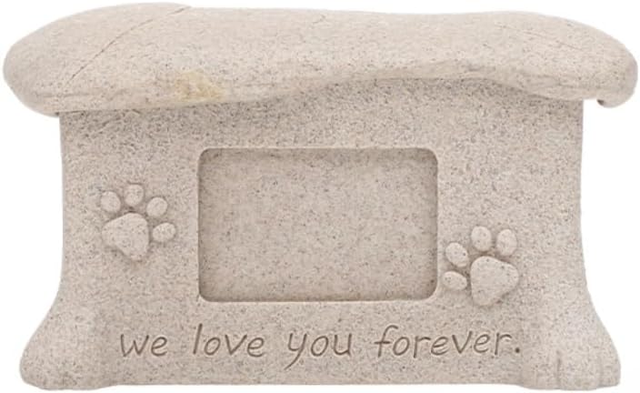 Pet Memorial Urns for Dog Cat Ashes, Large Bamboo Funeral Burial Cremation Urns with Personalized Photo Frame, Memorial Keepsake Memory Box, Animal Urns for Ashes (Dog,Grey)