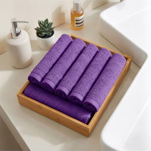 Image of MYTRIDENT Face Towel | Urban Comfort | Quick Drying | Travel Friendly | for Men /Women | 6 Pc Face Towel (30 cm x 30 cm) | 100% Cotton 450 GSM - Purple