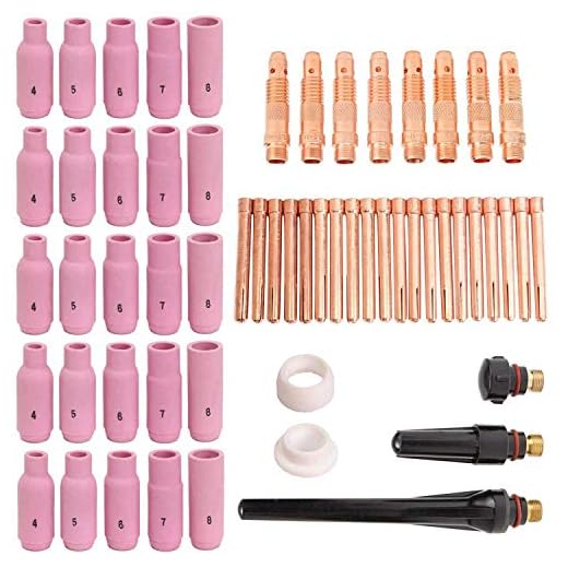 Nrpfell 58 Piezas Collet Kit De Lentes De Gas Antorchas De Soldadura Tig Kit De Consumibles De Boquilla De AlúMina Para Cuerpo Apto Wp-17/18/26 Series Tig Accesorios Antorcha Soldadura