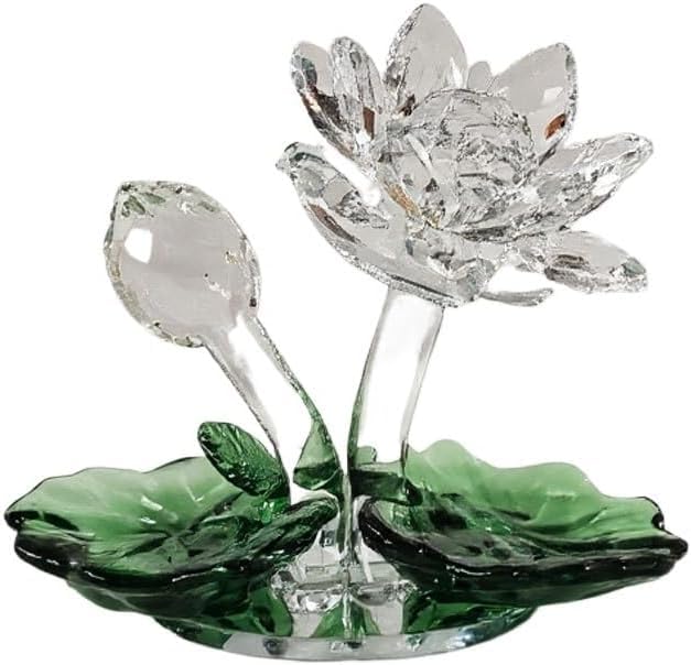 Kristalllotus-Figur, Tischdekoration, facettierte Kristallblume, dekorative Statue für Wohnzimmer, Schlafzimmer, Schreibtisch, Regal, Heimdekoration, Geschenk