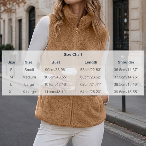 MaMiDay Sherpa Fleece Vest Women Zip-Up Sleeveless Winter Jacket Coat - image 4