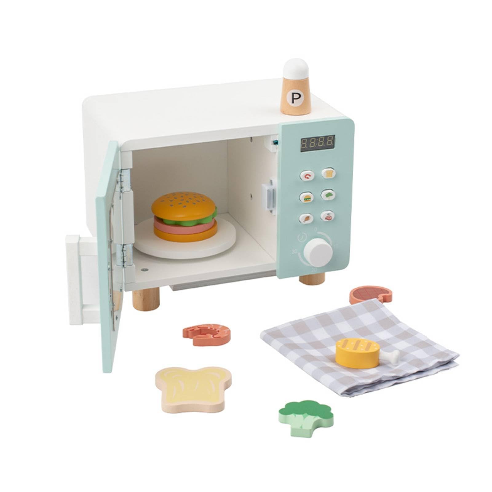 Forno Giocattolo Bambini Microonde Legno Gioco Cucina Mini Forno Microonde Bambini Giocattolo Educativo Simulazione in Legno con Pulsanti E Adatto per Asilo Nido Angolo Giochi Regalo Casa