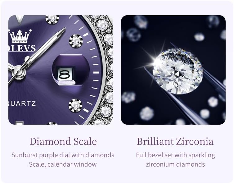 OLEVS Ladies Watch Diamond Dress Quartz Analog Female Watches Stainless Steel Two Tone Waterproof Luminous Day Date for Womens Wrist Watch Gift - Image 4