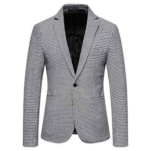 Men's Autumn Winter Business Casual Versatile Plaid Woolen Blazer4