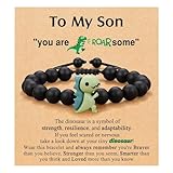 COLORFUL BLING Dinosaur Bracelet for Son/Grandson on School Day/Frist Day/Birthday Cute Cartoon Dinosaur Beaded Strand Bracelet Adjustable Animal Inspirational Bracelet-Style 1