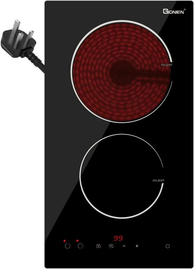 GIONIEN 30cm Ceramic Hob 2 Zone, 2 Rings Electric Cooker, Domino