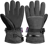 BRUBAKER Skihandschuhe Wasserdicht und Winddicht mit Reißverschluss Tasche - Winterhandschuhe für Herren und Damen - Extra Warme Snowboardhandschuhe - Thermo Handschuhe für Ski - Anthrazit Größe S/M