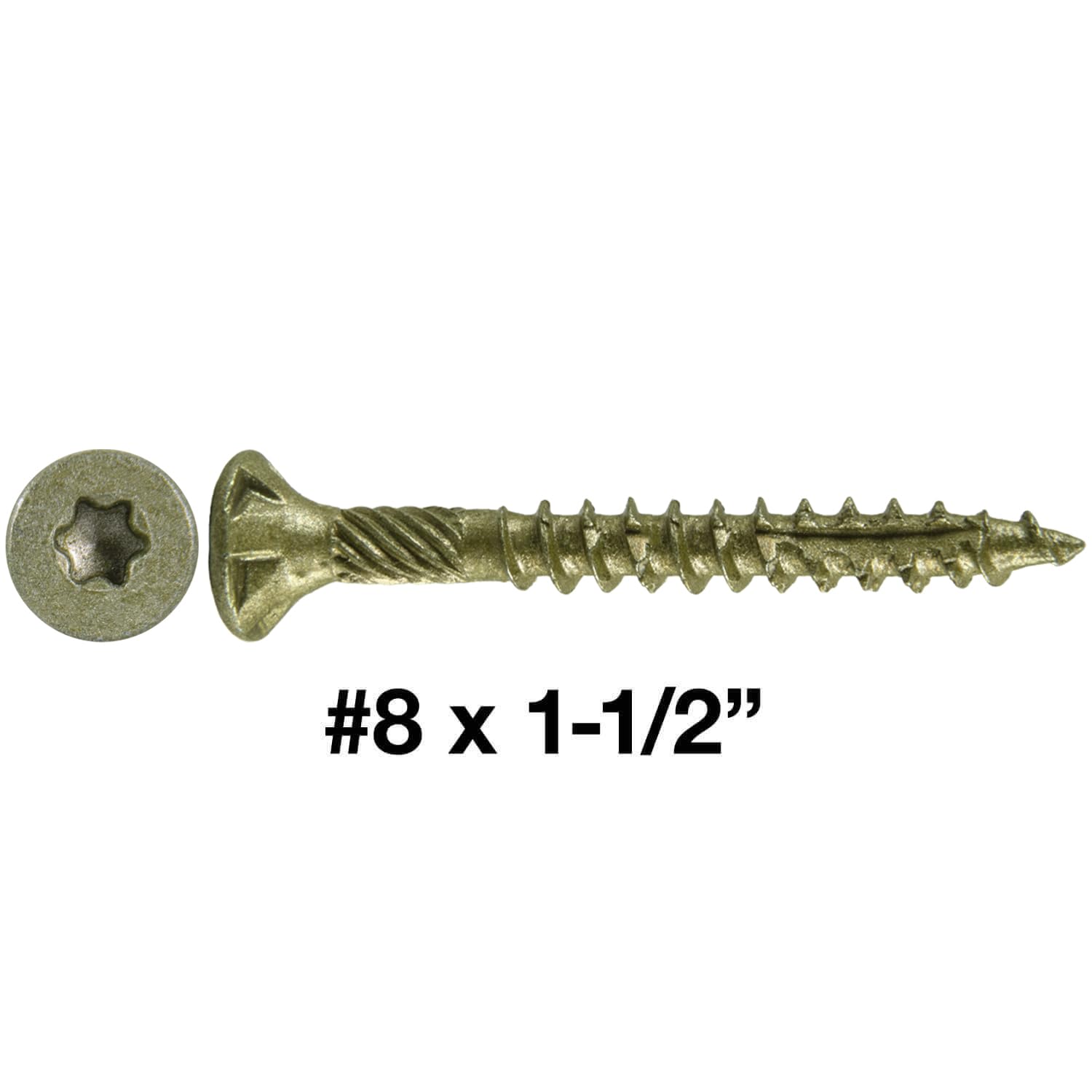 Jake Sales #8 x 1-1/2" Bronze Coated Multipurpose Wood Screw Torx/Star Drive Flat Head (Full Box - 6500 Screw Count) Exterior Coated - ACQ Compatible Wood Screws