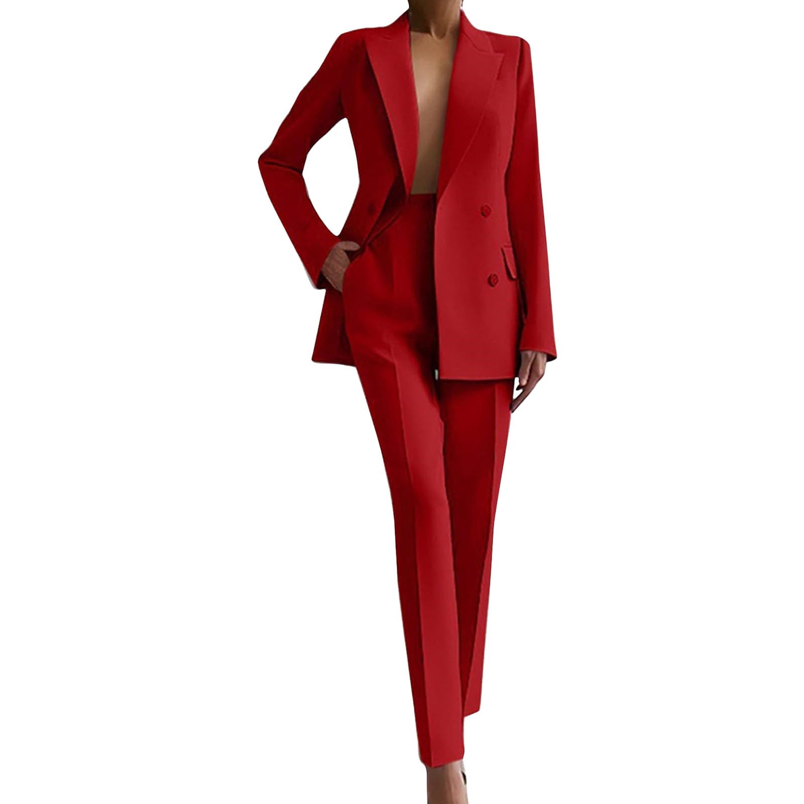 Conjunto elegante de 2 piezas para mujer, conjunto de blazer y pantalones, trajes de trabajo formales de negocios para mujer, trajes de trabajo de oficina